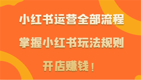 小红书运营全部流程，掌握小红书玩法规则，开店赚钱！-侠客分享网