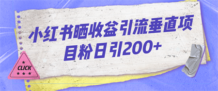 小红书晒收益图引流垂直项目粉日引200+-侠客分享网