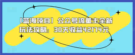 【蓝海项目】公众号流量主全新玩法攻略：30天收益42174元-侠客分享网