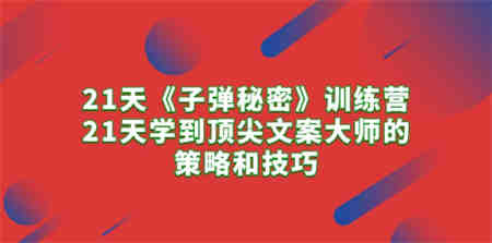 （10209期）21天《子弹秘密》训练营，21天学到顶尖文案大师的策略和技巧-侠客分享网