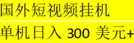 海外暴力短视频挂机全自动撸美金 单机日入300美元+【脚本免费+一对一指导】-侠客分享网