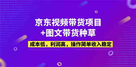 京东视频带货项目+图文带货种草，成本低，利润高，操作简单收入稳定-侠客分享网