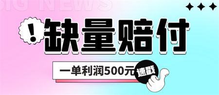 最新多平台缺量赔付玩法，简单操作一单利润500元-侠客分享网