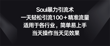 Soul暴力引流术，一天轻松引流100＋精准流量，适用于各行业，简单易上手！-侠客分享网