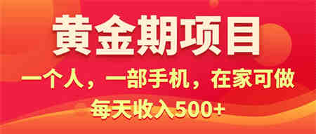 黄金期项目，电商搞钱！一个人，一部手机，在家可做，每天收入500+-侠客分享网