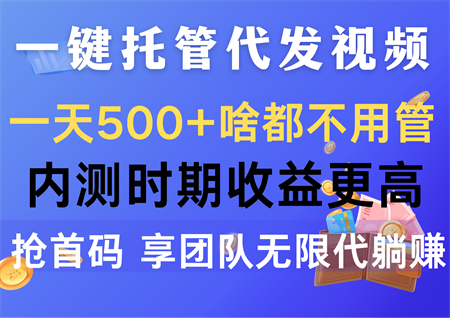 （10327期）一键托管代发视频，一天500+啥都不用管，内测时期收益更高，抢首码，享…-侠客分享网