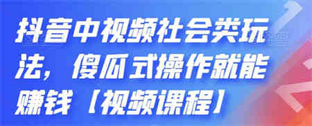 抖音中视频社会类玩法，傻瓜式操作就能赚钱【视频课程】-侠客分享网