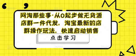 从0起步做无货源店群一件代发，淘宝最新的店群操作玩法，快速启动销售-侠客分享网