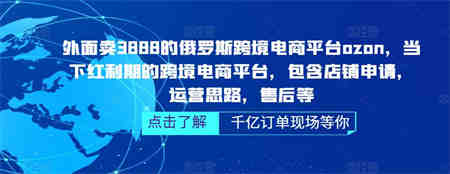 俄罗斯跨境电商平台ozon运营，包含店铺申请，运营思路，售后等（无水印）-侠客分享网