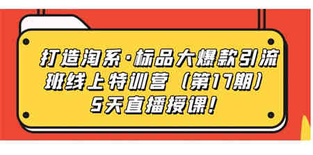 打造淘系·标品大爆款引流班线上特训营（第17期）5天直播授课！-侠客分享网