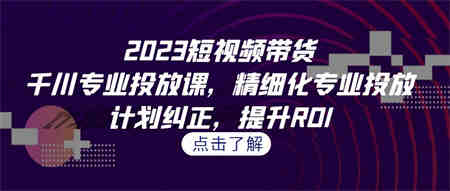 2023短视频带货-千川专业投放课，精细化专业投放，计划纠正，提升ROI-侠客分享网