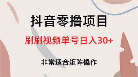 抖音零撸项目，刷刷视频单号日入30+-侠客分享网