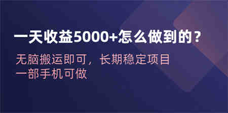 一天收益5000+怎么做到的？无脑搬运即可，长期稳定项目，一部手机可做-侠客分享网