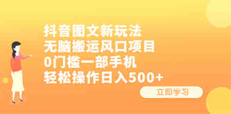 抖音图文新玩法，无脑搬运风口项目，0门槛一部手机轻松操作日入500+-侠客分享网