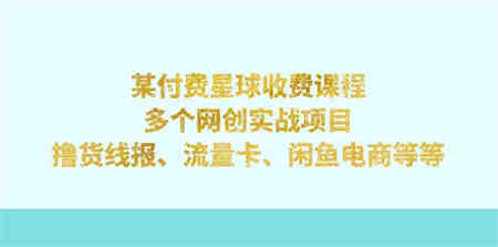 某付费星球课程：多个网创实战项目，撸货线报、流量卡、闲鱼电商等等-侠客分享网