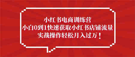 小红书电商训练营，小白0到1快速获取小红书店铺流量，实战操作月入过万-侠客分享网