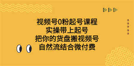 视频号0粉起号课程 实操带上起号 把你的货盘搬视频号 自然流结合微付费-侠客分享网