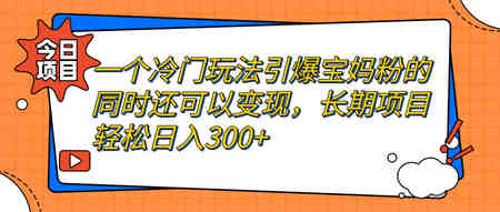 一个冷门玩法引爆宝妈粉的同时还可以变现，长期项目轻松日入300+-侠客分享网