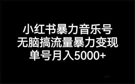 小红书暴力音乐号，无脑搞流量暴力变现，单号月入5000+-侠客分享网