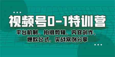 视频号0-1特训营：平台机制、拍摄剪辑、内容创作、爆款公式，实战案例分享-侠客分享网