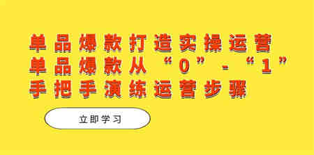 单品爆款打造实操运营，单品爆款从“0”-“1”手把手演练运营步骤-侠客分享网