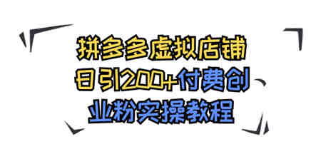 拼多多虚拟店铺日引200+付费创业粉实操教程-侠客分享网