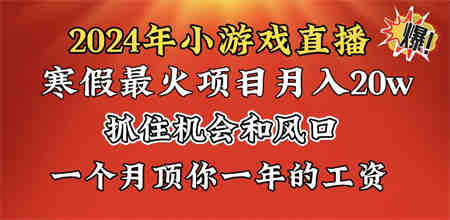 2024年寒假爆火项目，小游戏直播月入20w+，学会了之后你将翻身-侠客分享网