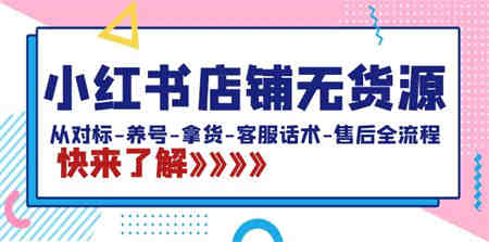 小红书店铺无货源：从对标-养号-拿货-客服话术-售后全流程（20节课）-侠客分享网