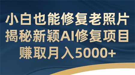 小白也能修复老照片！揭秘新颖AI修复项目，赚取月入5000+-侠客分享网