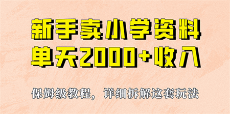 我如何通过卖小学资料，实现单天2000+，实操项目，保姆级教程+资料+工具-侠客分享网