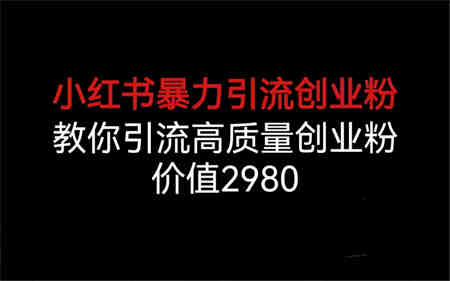 小红书暴力引流创业粉，教你引流高质量创业粉，价值2980-侠客分享网