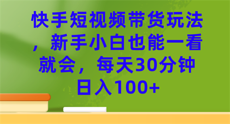 快手短视频带货玩法，新手小白也能一看就会，每天30分钟日入100+-侠客分享网