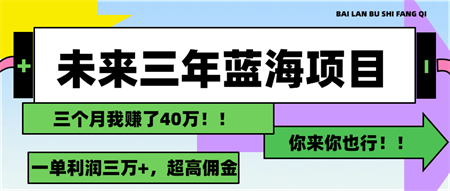 未来三年，蓝海赛道，月入3万+-侠客分享网