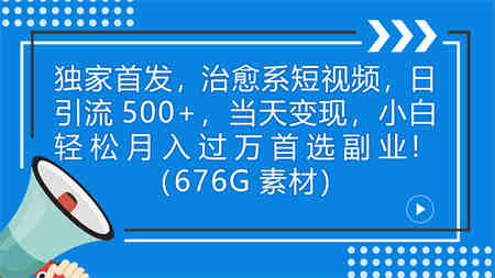 独家首发，治愈系短视频，日引流500+当天变现小白月入过万（附676G素材）-侠客分享网