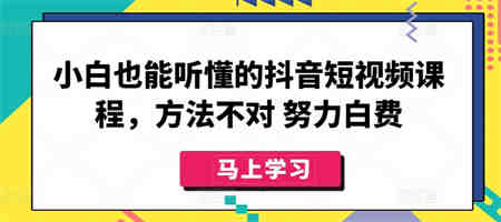 小白也能听懂的抖音短视频课程，方法不对 努力白费-侠客分享网