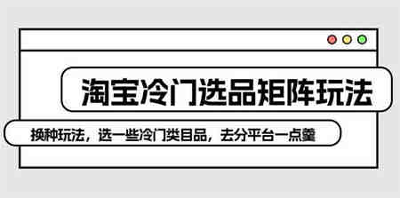 （10159期）淘宝冷门选品矩阵玩法：换种玩法，选一些冷门类目品，去分平台一点羹-侠客分享网