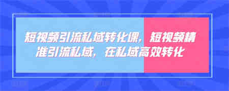 短视频引流私域转化课，短视频精准引流私域，在私域高效转化-侠客分享网