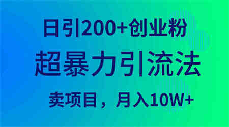 （9654期）超暴力引流法，日引200+创业粉，卖项目月入10W+-侠客分享网