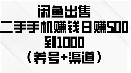 （10269期）闲鱼出售二手手机赚钱，日赚500到1000（养号+渠道）-侠客分享网