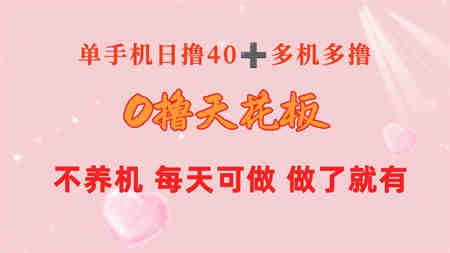 （10670期）0撸天花板 单手机日收益40+ 2台80+ 单人可操作10台 做了就有 长期稳定-侠客分享网