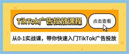 TikTok广告投放课程，从0-1实战课，带你快速入门TikTok广告投放（30节课）-侠客分享网