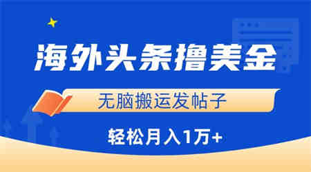 海外头条撸美金，无脑搬运发帖子，月入1万+，小白轻松掌握-侠客分享网