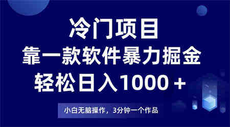 （9791期）冷门项目，靠一款软件暴力掘金日入1000＋，小白轻松上手第二天见收益-侠客分享网