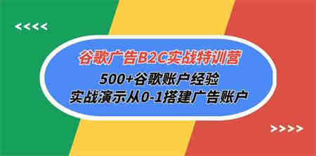 谷歌广告B2C实战特训营，500+谷歌账户经验，实战演示从0-1搭建广告账户-侠客分享网