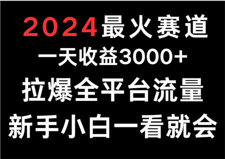 2024最火赛道，一天收一3000+.拉爆全平台流量，新手小白一看就会-侠客分享网