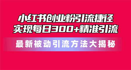 （10692期）小红书创业粉引流捷径！最新被动引流方法大揭秘，实现每日300+精准引流-侠客分享网