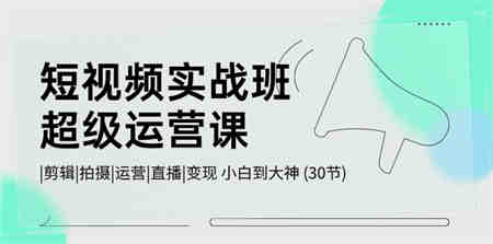 短视频实战班超级运营课 |剪辑|拍摄|运营|直播|变现 小白到大神 (30节)-侠客分享网