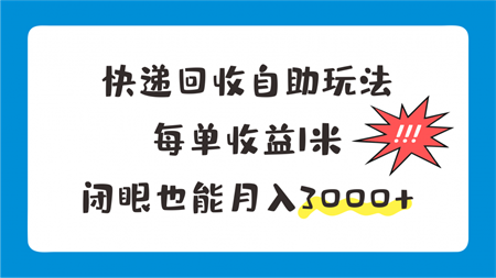 快递回收自助玩法，每单收益1米，闭眼也能月入3000+-侠客分享网