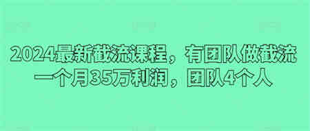 2024最新截流课程，有团队做截流一个月35万利润，团队4个人-侠客分享网