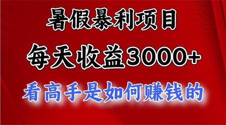 暑假暴利项目，每天收益3000+ 努努力能达到5000+，暑假大流量来了-侠客分享网